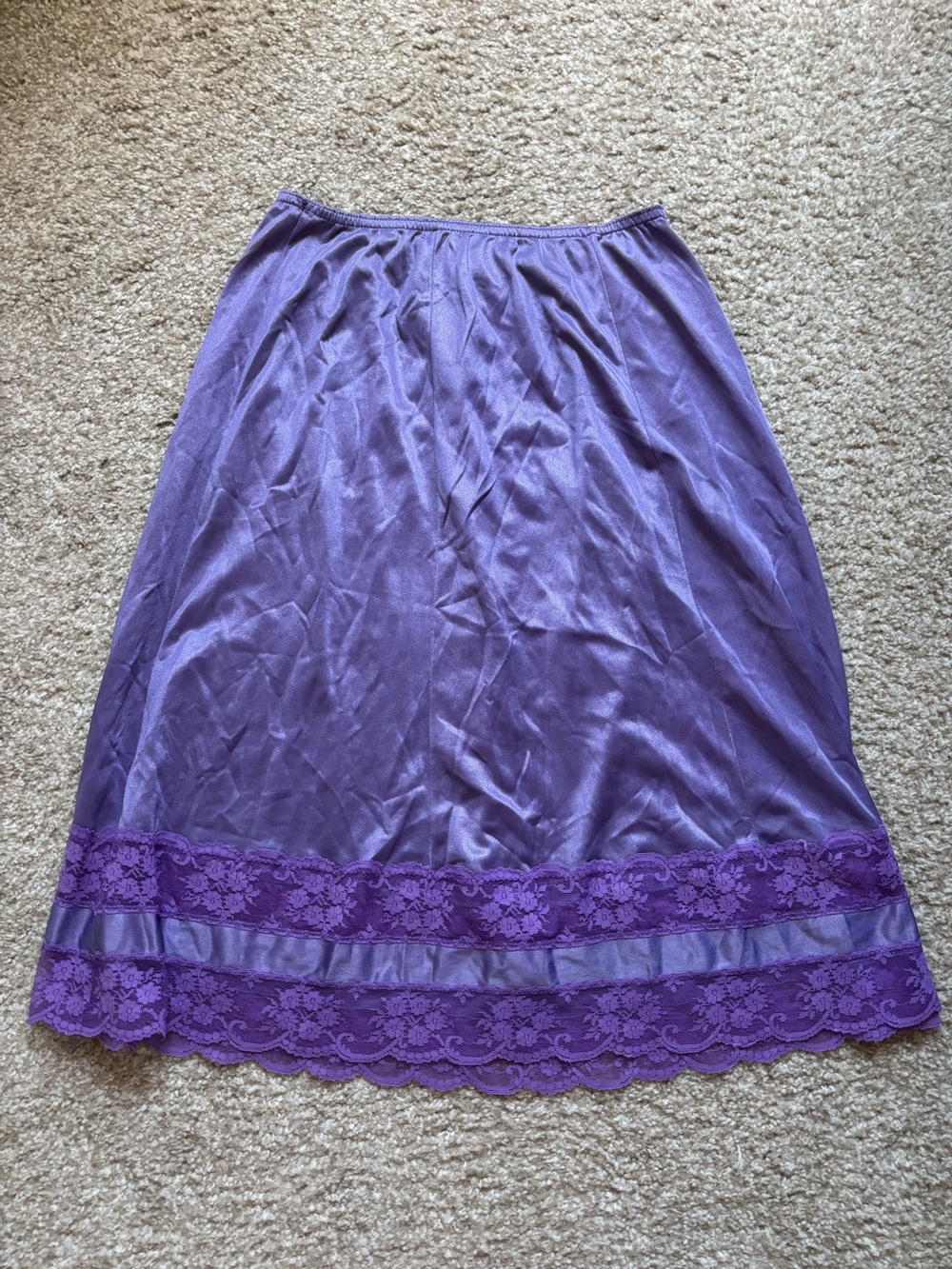 Vintage Flair Purple Nylon Half Slip Skirt Lace Trim Size Small ILGWU USA Made